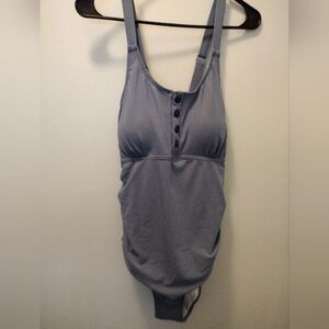 Blue Ribbed One-Piece Swimsuit